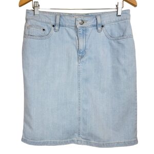L.L. Bean Favorite Fit Light Wash Knee Length Denim Jean Pencil Skirt Size 6 EUC